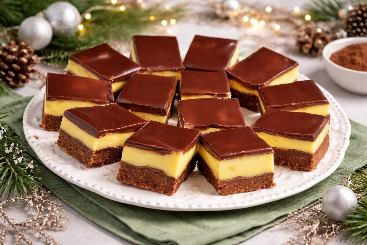 Nanaimo bars pokrojone na kwadraty